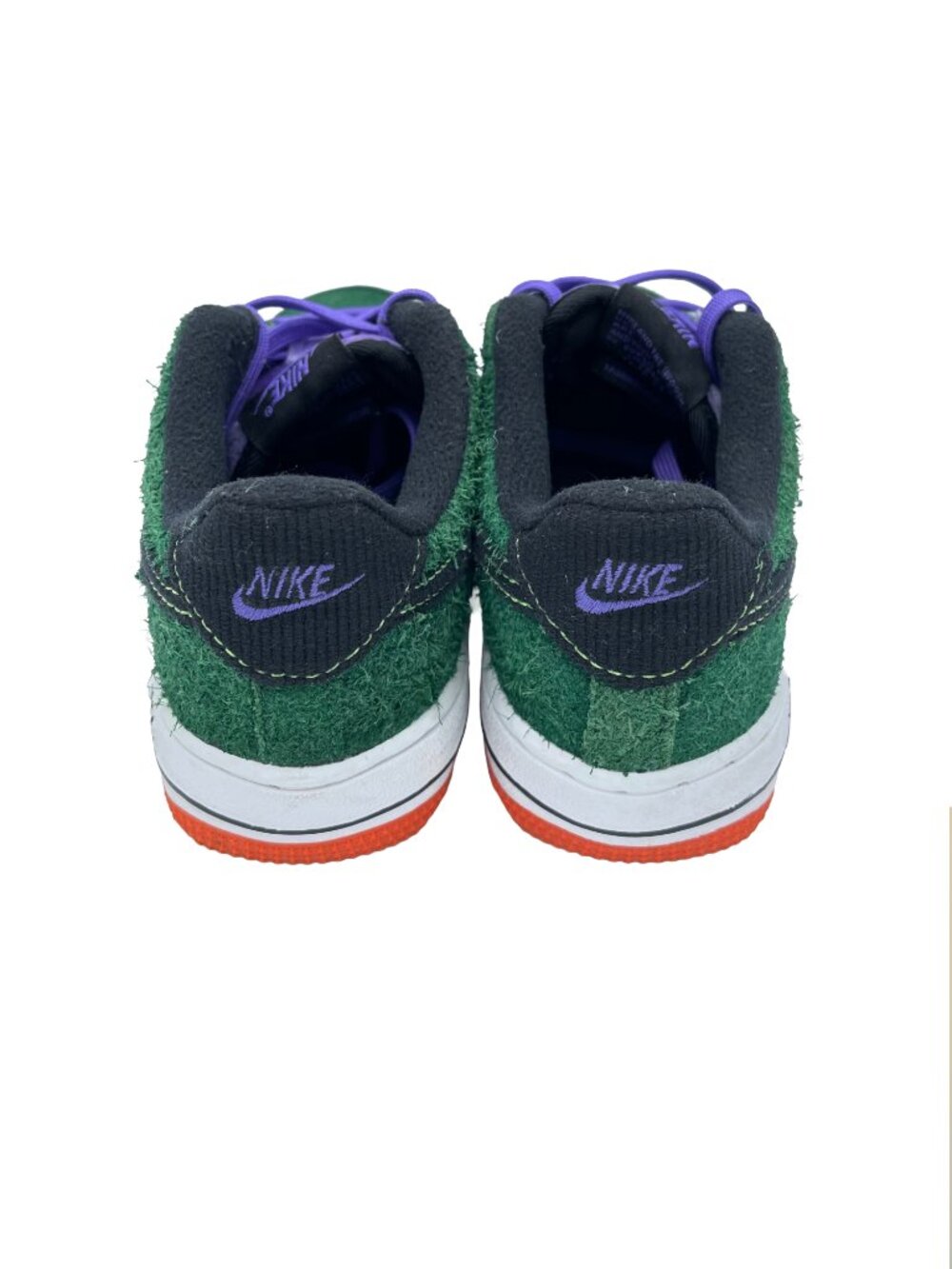 Nike Kids Green Suede Sneakers with Purple Laces Size 12C - Picture 2 of 5